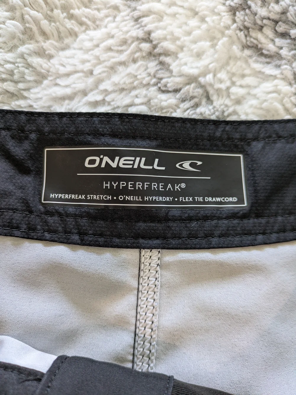 O'Neill Black Swim Board Shorts with Pastel Tropical Stripe